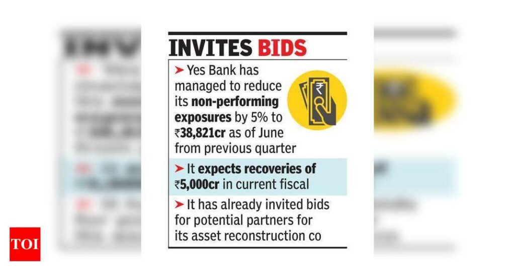 Yes Bank seeks partners for asset recast company - Times of India