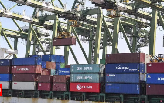 Exports grow 45% in August, trade deficit at 4-month high - Times of India