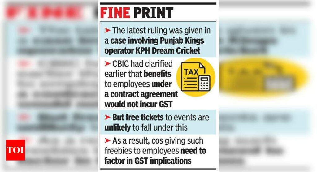 Complimentary IPL tkts to staff will attract GST - Times of India