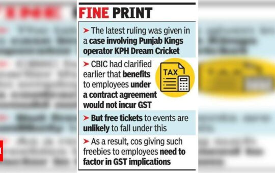 Complimentary IPL tkts to staff will attract GST - Times of India